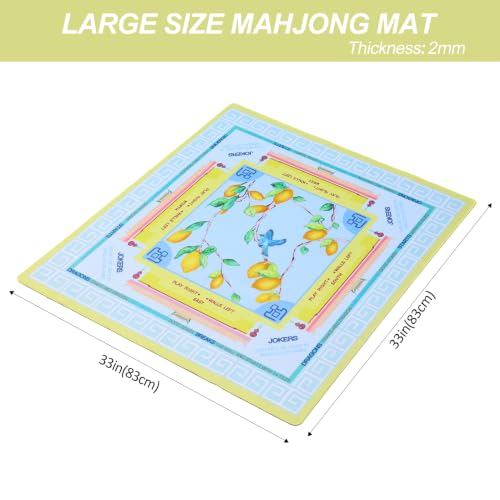 Jongyance American Learning Mahjong Mat (33”x33”), Blue and Yellow Mahjong Mat for Table - color: Blue and Yellow