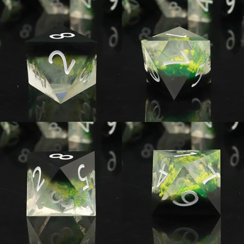 Haxtec DND Dice Set Sharp Edge Resin Dice Set with Dice Case, Flower D and D Dice, Polyhedral D&D Dice Set for Dungeons and Dragons TTRPGs DND Gift - color: Yellow