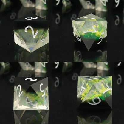 Haxtec DND Dice Set Sharp Edge Resin Dice Set with Dice Case, Flower D and D Dice, Polyhedral D&D Dice Set for Dungeons and Dragons TTRPGs DND Gift - color: Yellow