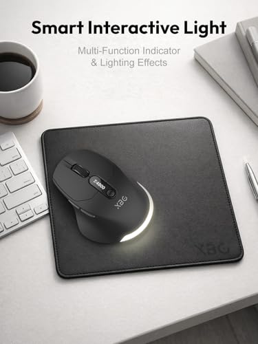 XBG B18Pro Tri-Mode Wireless Bluetooth Mouse with LED Display for Laptop | Bluetooth 5.0, 2.4G & Wired, 4800 DPI, 600mAh Type-C Rechargeable, Ergonomic Silent Click, for Mac iPad Windows Office, Black - style: B18 Pro-Black
