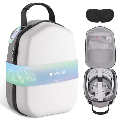 FOREGOER Hard Carrying Case Compatible with Meta Quest 3S/Quest 3/Oculus Quest 2 Official Original/Elite Strap VR Gaming Headset, Portable Travel Vision Pro Case for Touch Controllers Accessories - color: White, size: M/For Official Original & Elite Strap