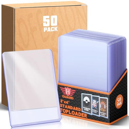 50 Count Toploaders for Cards, 3" x 4" Hard Plastic Card Sleeves, 35PT Rigid Baseball Card Protectors for Trading Cards, Sports Cards, Football, MTG, TCG and Standard Cards - size: 50PCS Toploaders
