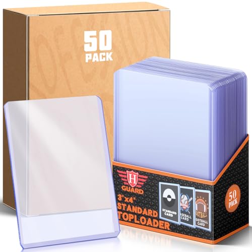 50 Count Toploaders for Cards, 3" x 4" Hard Plastic Card Sleeves, 35PT Rigid Baseball Card Protectors for Trading Cards, Sports Cards, Football, MTG, TCG and Standard Cards - size: 50PCS Toploaders