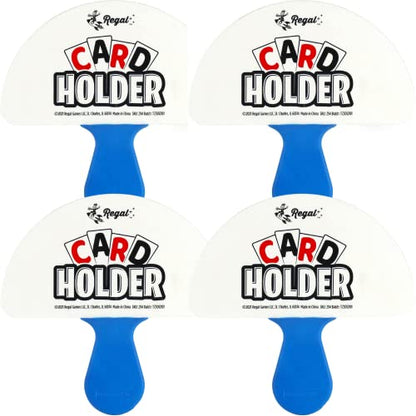 Regal Games 4 Pack Card Holders for Playing Cards - Kids Card Holder with Plastic Paddles - Ideal for Family Fun Game Night and Travel (Ages 3+) - color: 4 Pack