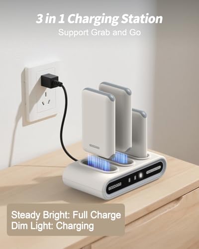 GOODaaa Portable Charger, 3-Pack 10000mAh Slim Power Bank Built in Cables, 3 Outputs 1 Inputs Family Power Hub for All Mobile Devices, Charging Station Set Includes 140 DlY Stickers, for Home,Office - color: White