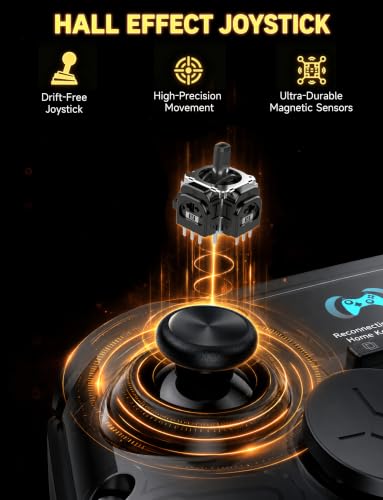 AOC PC Controller with Interactive Screen, Hall Effect Sticks & Triggers | for PC/Switch/Switch 2/PS4/iOS/Android/Steam Deck, BT/2.4G/Wired, Screen Setup,No-Drift Hall Joysticks, Macro,RGB, Up to 18H - color: Black
