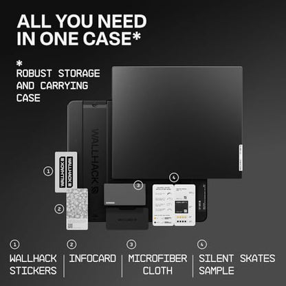 Wallhack SP-005 Glass Gaming Mouse Pad, Large, Black | Speed Surface, Esports Mousepad With Smooth Low-Friction Glide, Tempered Glass, Ergonomic Low Profile, Carry Case Included - color: SP-005 Speed | Black