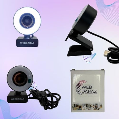 Webcam with Light Full HD 4K 1080P Web Camera Auto Focus Microphone Plug and Play USB Computer Web cam for PC Laptop Desktop, Mac Zoom Skype Teams