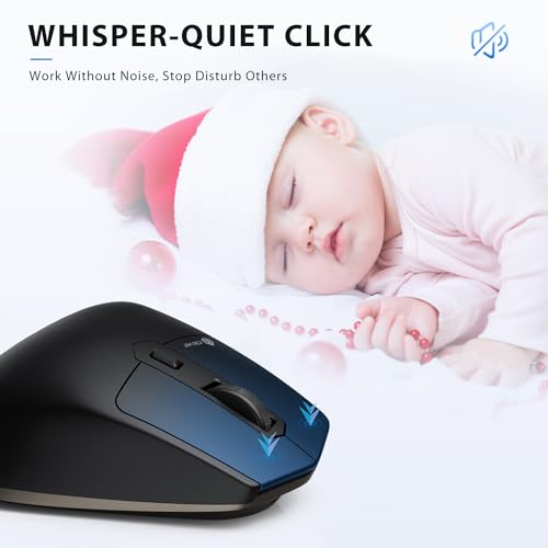 iClever Wireless Mouse, Dual-Mode (BT 5.1&2.4G) Bluetooth Mouse for Laptop | 3-Device Bluetooth & 2.4G Switching, Silent Click, Ergonomic, 5-Level DPI, USB-C Rechargeable for MacBook, Laptop, PC, Tablet - color: Black-Gold
