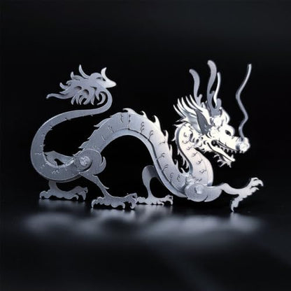 Zodiac Dragon 3D Metal Jigsaw Puzzle, Silver, 51 Pieces | DIY Games, Stainless Steel, Handmade Model Kits, Building Blocks Assembly, Gift for Adult - color: Zodiac Dragon Silver