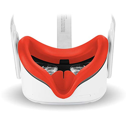 Compatible with Oculus Quest 2 Accessories, Silicone Face Cover, VR Shell Cover,Touch Controller Grip Cover,Protective Lens Cover,Disposable Eye Cover - color: RED