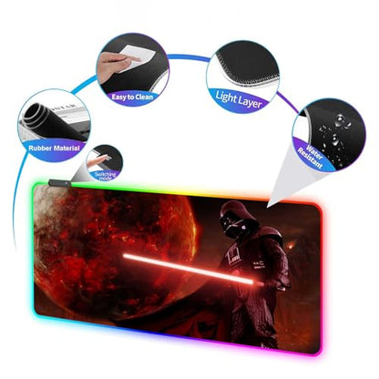 Large Gaming RGB Mouse Pad Custom Mouse Pads, Mousepad with Non-Slip Rubber Base and Stitched Edges Mouse Mat, Big Desk Pad for Computer Keyboard, Office Desk Mat for Desktop,31.5x15.7 Inch - color: Pattern(rgb3)