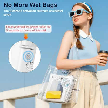 HandFan Upgraded Portable Misting Fan, Handheld Spray Water Mister Fan, USB Rechargeable Personal Mist Fans, Mini Cooling Hand Fans for Summer Beach Travel Concerts, Gifts for Women(White) - color: White, style: HF318C