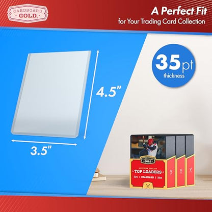 Cardboard Gold 35pt Top Loaders for Cards - 1000 Count 3x4 Hard Sleeves | Trading Protectors, Rigid Premium Plastic, Penny Compatible, Baseball, TCG Football, Bulk Collectible Sport Accessory - size: 1000 Toploaders