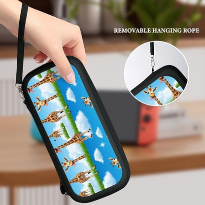PPIKTC Portable Travel Carrying Bag for Switch, Giraffe Selfie Hard Shell Protective Case, Shockproof Game Organizer with 15 Game Cartridges - color: Design (210)