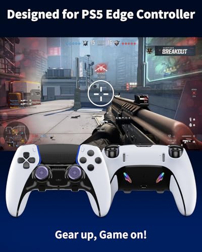 KD.FLY Metal Thumbsticks & Back Paddles for PS5 Edge Controller Joystick Replacement, Custom Analog Thumb Sticks Caps for PS5 Dual Sense Edge Stick Module, 2 Joystick, 4 Back Buttons, Star - color: Star