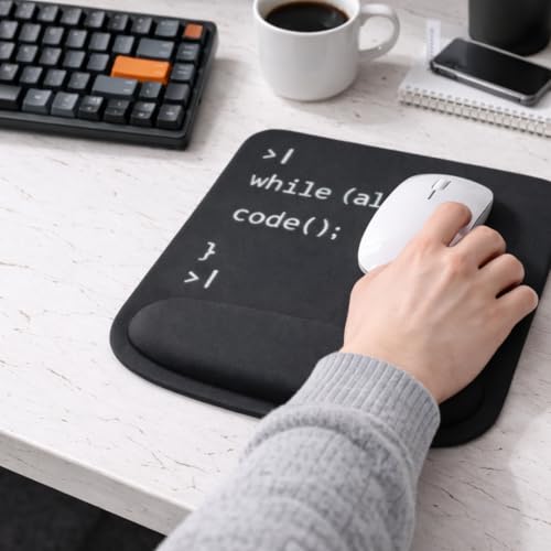 Ergonomic Memory Foam Mouse Pad with Wrist Support, Orange, Ultra-Smooth Surface, Anti-Slip Base (Code, Medium) - color: Code