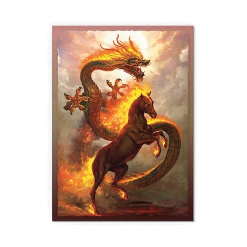 Dragon Shield | Matte Dual Art Sleeves | Fire Horse | 100 CT - Smooth & Tough Premium TCG Sleeves | Compatible with Pokemon, Flesh & Blood, One Piece & Magic the Gathering - color: Fire Horse