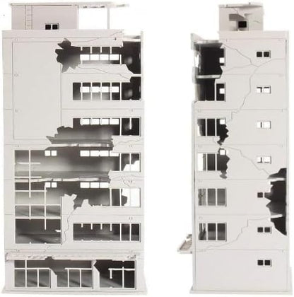 LinaLife N Scale 1/144 DIY Ruined Damaged Building After War Assembling Model Outland Realism Scene for DIY Sand Table, Medium Garden Micro Landscape Ornaments Decor Supply DIY Player Spray Painting