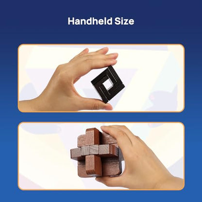 9pcs Puzzles Bulk Gift for Kids, Teens, and Adults Retro Wooden and Metal Unlock Interlock Brain Teaser Toys. - style: Style A