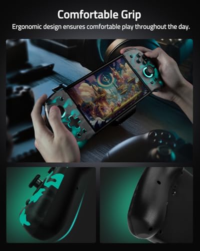 FUNLAB Switch Handheld Controller for Nintendo/OLED Joycons Customizable Switch Controller, Luminous Ergonomic Controls Camo, Switch Joypad Replacement with Adjustable Color, Turbo, Mapping - color: Camo Black