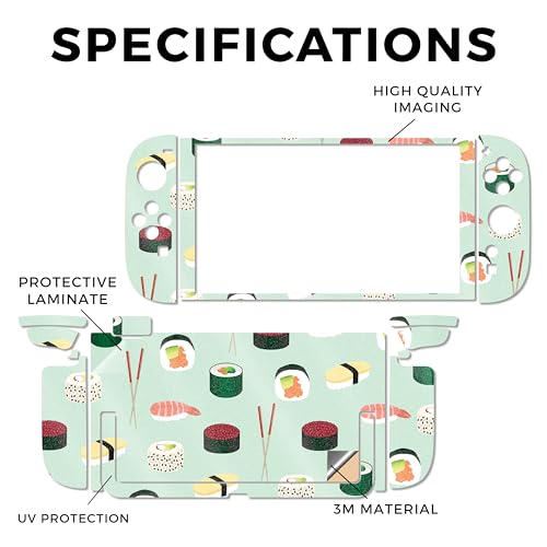 Glossy Glitter Gaming Skin Compatible with Nintendo Switch 2 Console Only - Sushi - Premium 3M Vinyl Protective Wrap Decal Cover - Easy to Apply | Crafted in The USA by MightySkins - color: Sushi, size: Switch 2 Console Skin Only, style: Glossy Glitter Fi