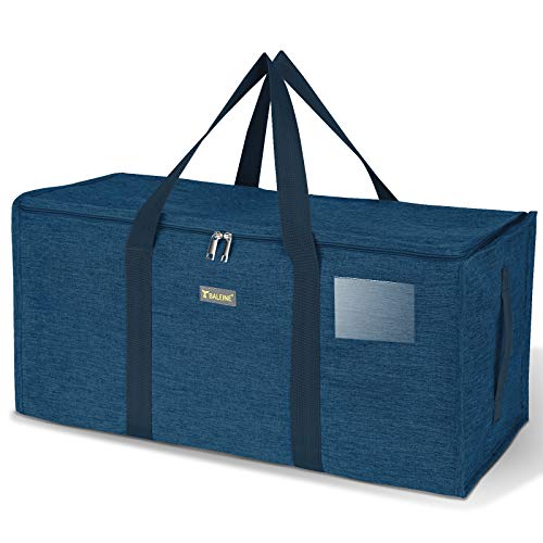 BALEINE Extra Large Storage Tote with Zippers & Carrying Handles, Heavy-Duty Oxford Fabric Moving Bags for Laundry, Space Saving, Storage, Denim Blue - color: Blue, size: 1-Pack