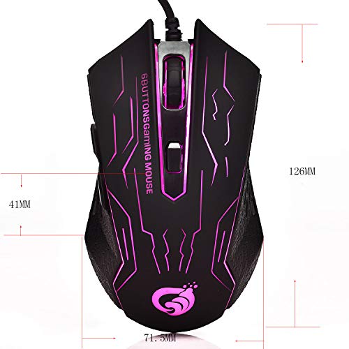 Gaming Mouse Wired - Game Computer Mice with 6 Buttons for PC,Gamer - USB Wired Mouse - Comfortable Grip - … (Black)