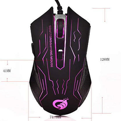 Gaming Mouse Wired - Game Computer Mice with 6 Buttons for PC,Gamer - USB Wired Mouse - Comfortable Grip - … (Black)
