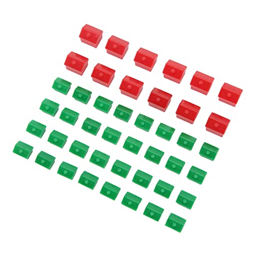 Replacement Pieces Houses Hotels Game Hotel 12 Red and 32 Green Plastic Piece Supplement Accessories Set of House Replacements
