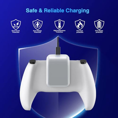Tectra PS5 Controller Battery Pack, 3000mAh External Battery for Sony PlayStation 5 DualSense CFI-ZCT1W Controller, LED Display & USB-C Charging Cable