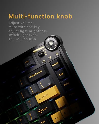 AU75 Wireless RGB Gaming 75% Mechanical Hot-Swappable Keyboard | OIXOC Keyboard with Multi-Device Connectivity, Customizable LED Backlit, Knob Control, PBT Keycaps for Windows, Mac, PC