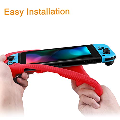 FINTIE Silicone Case Compatible with Nintendo Switch - Soft [Anti-Slip] [Shock Proof] Protective Cover with Ergonomic Grip Design, Drop Protection Grip Case (Red) - color: Red