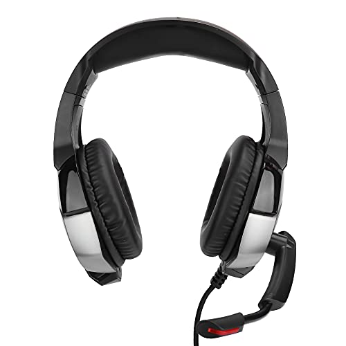 Gaming Headset HighQuality Wired Head Mounted Headphone with Noise Cancellation for Black Red 50mm Speakers (Black Red)