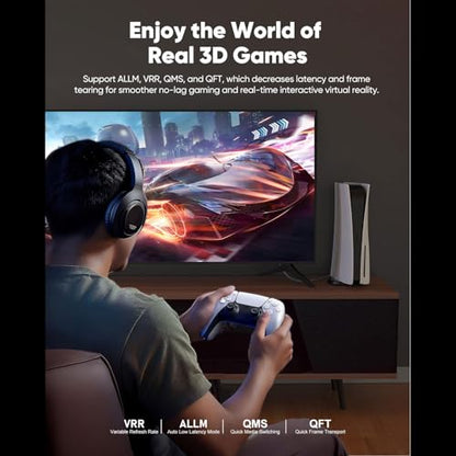 16K HDMI 2.2 Cable 6.6FT, 96Gbps Ultra High Speed 16K@60Hz 8K@120Hz 4K@480Hz HDMI Cord, HDCP 2.3 & HDR10 HDMI Cables for PS5/Xbox Series X|S/Roku TV/Gaming PC/Monitor/Blu-ray/Projector - size: 6.6 FT