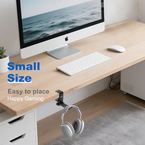 2 Pack Aluminum Headphone Stand Hanger Foldable with Cable Clip - Headset Holder Clamp Hook Under Desk, Save Your Space While Working & Gaming - style: 2 pack