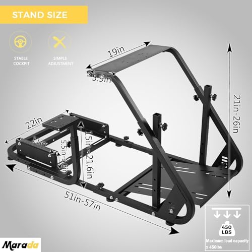 Marada Reinforced Stabilizing Racing Steering Wheel Cockpit Fit for Fanatec | for PXN, for Thrustmaster, for Logitech Device Adjustable Driving Simulator Stand, Wheel Pedal Handbrake Not Included