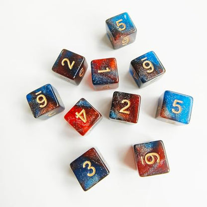 10 Pieces Polyhedral D6 Dice Set, 6 Sided Dice 16mm Square Edge Dice for RPG MTG DND Table Games (Dark Blue Orange) - color: Dark Blue Orange