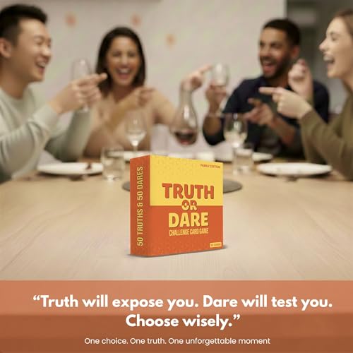Superious Truth or Dare Challenge Card Family Game – Super Fun Party Card Games for Party Night, Travel Games, Playing Cards for Kids Games - Trivia Games for Kids and Adults - 50 Card
