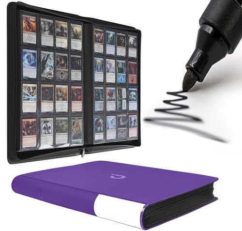 D DACCKIT Card Binder 16 Pocket - Fits 1024 Cards，4X4 Ringless Card Album with Sleeves for Trading Cards & Sports Cards（Model A，Classic Purple） - color: Classic Purple