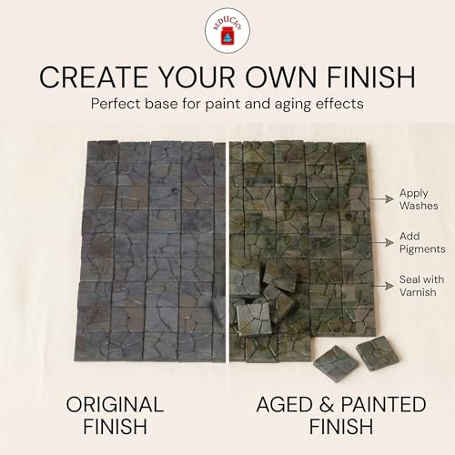 Dollhouse Miniature Paving Stones, Tiles for Modeling | Set of 50 pcs for Fairy Gardens and Tabletop Builds, REDUCIO! - color: Medieval Courtyard Pavement