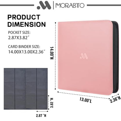 Card Binder 12 Pocket,Trading Card Binder Holds up to 1200 Cards with 50 Sleeves,Zipper Card Holder Album Compatible with TCG Card/Game Cards/Sports Card - color: Pink, size: 12 Pocket 1200