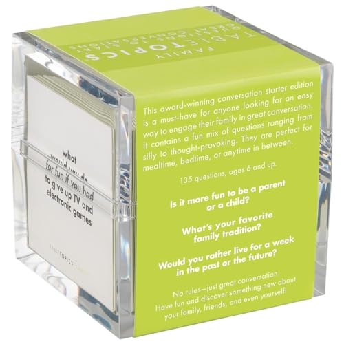 TableTopics Family Conversation Cards for Kids & Parents with 135 Questions for Fun & Connection at Dinnertime, Game Night, & Classrooms