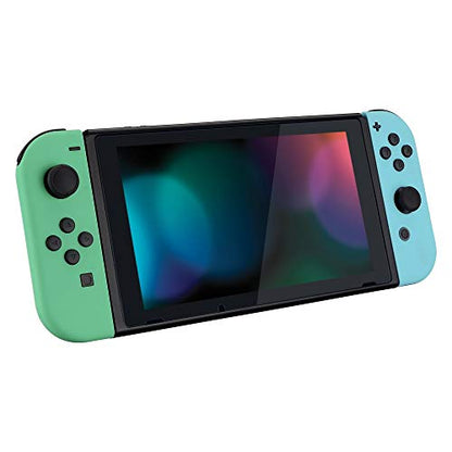 eXtremeRate DIY Replacement Shell Buttons for Nintendo Switch, Mint Green & Heaven Blue Back Plate for Switch Console, Housing Case with Buttons for Joycon Handheld Controller [Only Shell, NO Console] - color: Mint Green & Heaven Blue