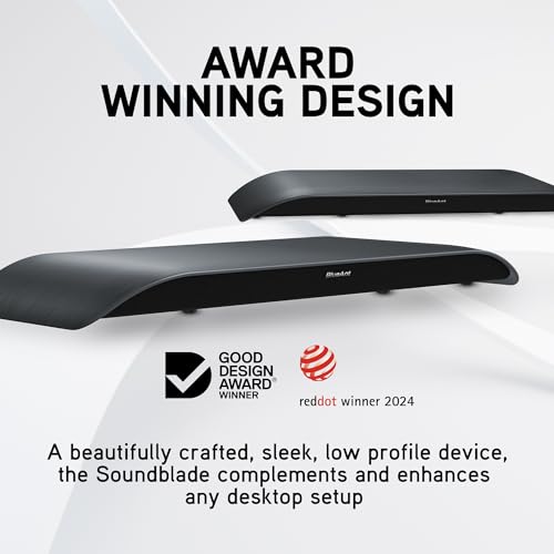 BlueAnt Soundblade Under-Monitor Soundbar, 120W 2.1 Channel Desktop Speaker with USB-C & Bluetooth 5.3 for PC, Mac, Gaming, Music and Streaming, Charcoal