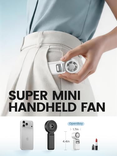 Portable Mini Handheld Fan, Small Hand Fan with Ice Cooler, 100 Speeds, 11Hrs Cooling Time, 20000 RPM Turbo Hand Held Fan for Travel, Outdoor, Beach & Makeup White - color: White
