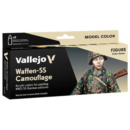 Vallejo - Waffen-SS Camouflage Acrylic Paint Set | Model Color | Figure Color Series Miniature Model Kit to Achieve Historical Accuracy with Artist-Grade Pigments | 8 Bottles x 18 ml. (0.60 fl.oz) - style: Waffen-SS Camouflage