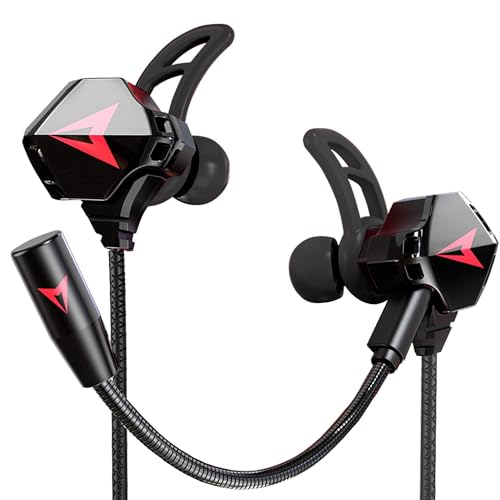 KASOTT Battle Buds Pro in-Ear Gaming Headset with Dual Microphone, Mute and Volume Control, Wired Earphones for Mobile Gaming, Nintendo Switch, Xbox One, PS, PC (Black) - color: Black