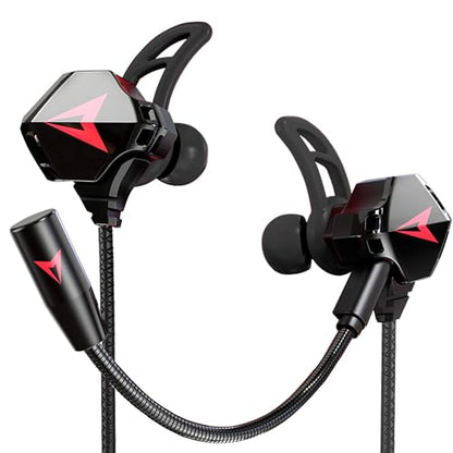 KASOTT Battle Buds Pro in-Ear Gaming Headset with Dual Microphone, Mute and Volume Control, Wired Earphones for Mobile Gaming, Nintendo Switch, Xbox One, PS, PC (Black) - color: Black