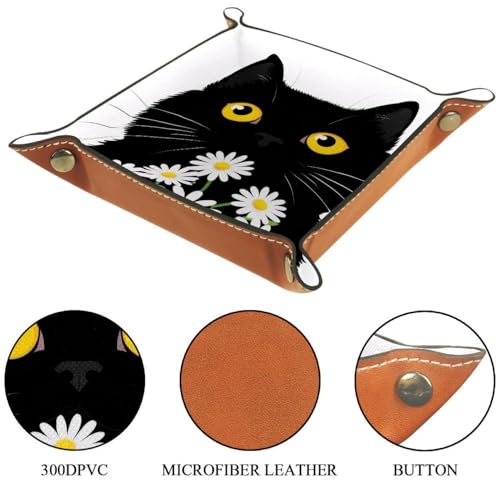 Black Cat Daisies Dice Tray Dice Rolling Tray Folding Dice Holder for Dice Games, Like RPG, DND and Other Table Games - color: Multi 5